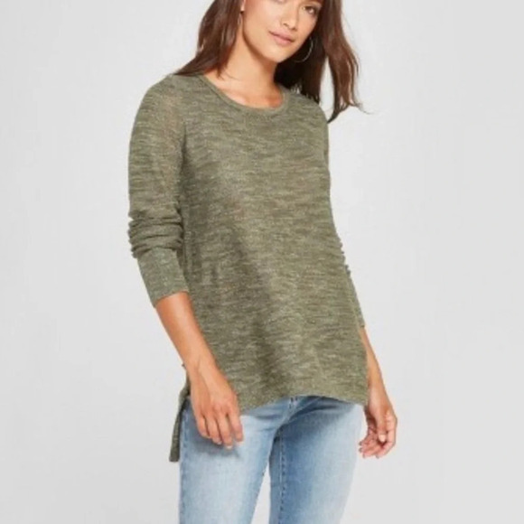 Lace Up Back Pull Over Knit Sweater Beige Lightweight Size XL Cotton Blend - Picture 3 of 12